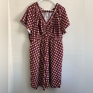 AVA & VIV Women Sundress Knee Lenght V-Neck Pkus Size Purple XXL Side Pockets